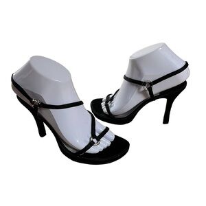 Bakers Black Strappy Heeled Sandals With Rhinestones Size 7 Women’s